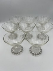 Vintage Clear Etched Boopie Glass Anchor Hocking Dessert Sorbet Cups Set Of 8