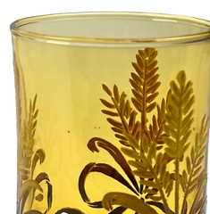 7 Libbey Amber Wheat & Ribbon 3.75″ Tall Vintage MCM Juice Glasses – EUC