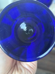 Vintage Libbey Cobalt Blue Champagne Flutes with Gold Stars Stemware Set of 6