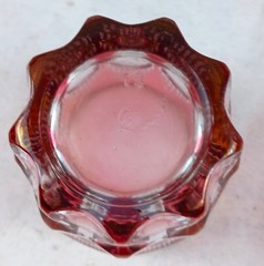 Cranberry Cut to Clear Shot Glasses Set of 4 Gold Gilded Rim Bohemian Vintage