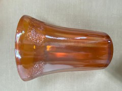 SIX HAZEL ATLAS MARIGOLD IRIDIZED FRUITS TUMBLERS