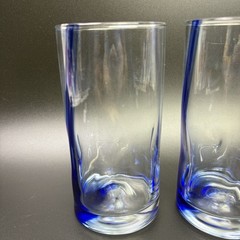 LIBBEY Crisa Blue Ribbon Dimpled Twist Swirl 6″ Glasses 16 Oz EUC, SET OF 2