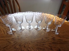 Wine Knob Lattice Rock Sharpe Crystal Water 3 Knob Stem – Set of 6