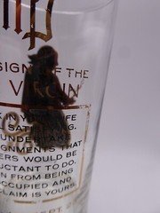 Vtg MCM Virgo Zodiac Glass Heavy Gold Tom Collins Barware Anchor Hocking
