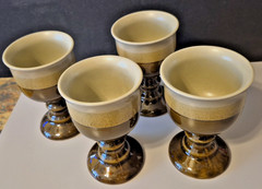 VTG MCM Otagiri Stoneware Cups Grape Leaf & Vine Wine Chalice Goblets