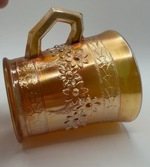 Antique FENTON Marigold Carnival Glass ORANGE TREE Mug 3.5″ Tall 8oz