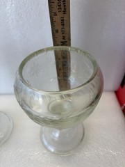 Large Hefty Victorian Etched Pressed Moulded Rummer Glasses (2).