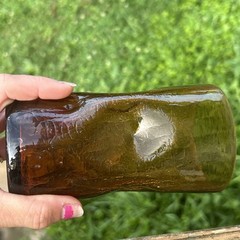 MCM Amber Crackled Glass 5 1/2 Inch Tumbler Handmade Dimpled Vase