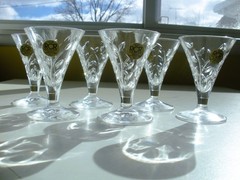 Royal Crystal Rock (RCR) Laurus Pattern – 6 Liqueur Glasses – 24% Lead Crystal