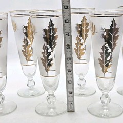 Libbey Golden Foliage Frosted Gold Leaf Pilsner Glasses 8.5″ Set Of 6 MCM VTG