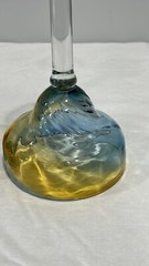 Pier 1 Margarita Glasses Amber Blue Swirl Set of 2 Mouth Blown 7.5″