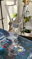 SIGNED CZECH MOSER OPHELIA PATTERN w/ GOLD TRIM 8 7/8″ TALL WATER GOBLET