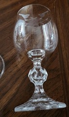 Claudia Wine Glasses Ball Stem Etched Crystal Bohemia, 6″ Tall, Set Of 2