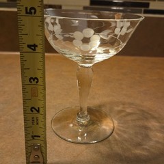 Vintage Libbey Glass Co. Etched Floral Champagne Tall Sherbet Glasses Set-6
