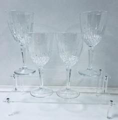 Vintage Luminarc Diamant Crystal Wine Glasses Sunburst Pattern Set of 4