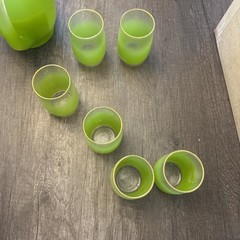 Vintage West Virgina Glass 7 Piece Juice Set With Original Box