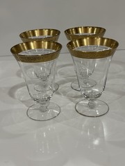 Glastonbury Lotus Gold Rim Water / Iced Tea Glasses 5.5″ Vintage 1960 Set Of 4