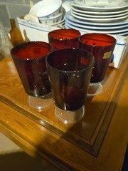 Vintage Luminarc France Ruby Red Cordial Glasses Set Of 4