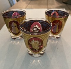 MCM Cera Fruit Burgundy Shot Glasses set of 3 – 22kt trim RARE