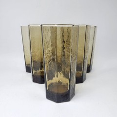 Libbey 5 1/2″ Facets Brown 12 Oz. Beverage Glass Tumbler Set of 6