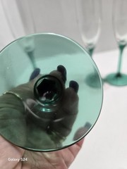 LIBBEY DOMAIN GREEN JUPITER Set Of (4) Fluted Champagne Glasses