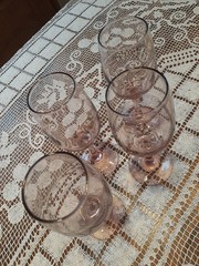 4 Libbey Premiere Pink Water Goblets Set Vintage Elegant Drinking Stemware