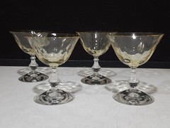 SET OF 4- Fostoria AMBER WAVECREST Low Champagne/ Sherbet #6014 Loop Optic