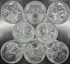 8) Libbey Hobstar Highball Glasses Set Clear Star Emboss Etch Heavy Tumblers Lot