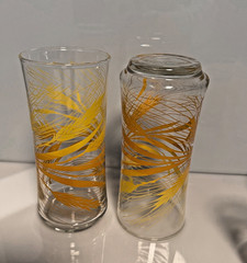 Set of 8 Vintage Libbey Golden Wheat Harvest Glass – 2 16 oz Coolers and 6 Juice