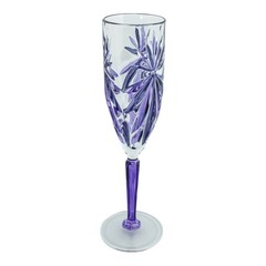 Murano Glass Champagne Flute Purple Hand Painted Light Stem 22.5cm