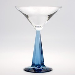 Sapphire Blue Stem Cocktail Glass Tapered Gin Martini Twist Design Unmarked