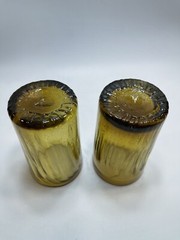 VTG Amber Bubble Glass Tumblers Handblown Swirl Rough Pontil BLENKO? SET of 2