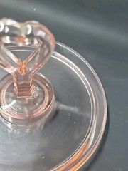 Vintage Pink Cordial Set, L. E. Smith Greenberg Glass Heart Center Handle 1930’s