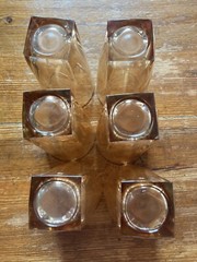 Set a 6-vintage iridescent, Jeanette peach luster glasses/tumblers