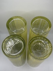 Set Of 4 Yellow Green Tom Collins High Ball Icicles Strips Spring Summer Glasses