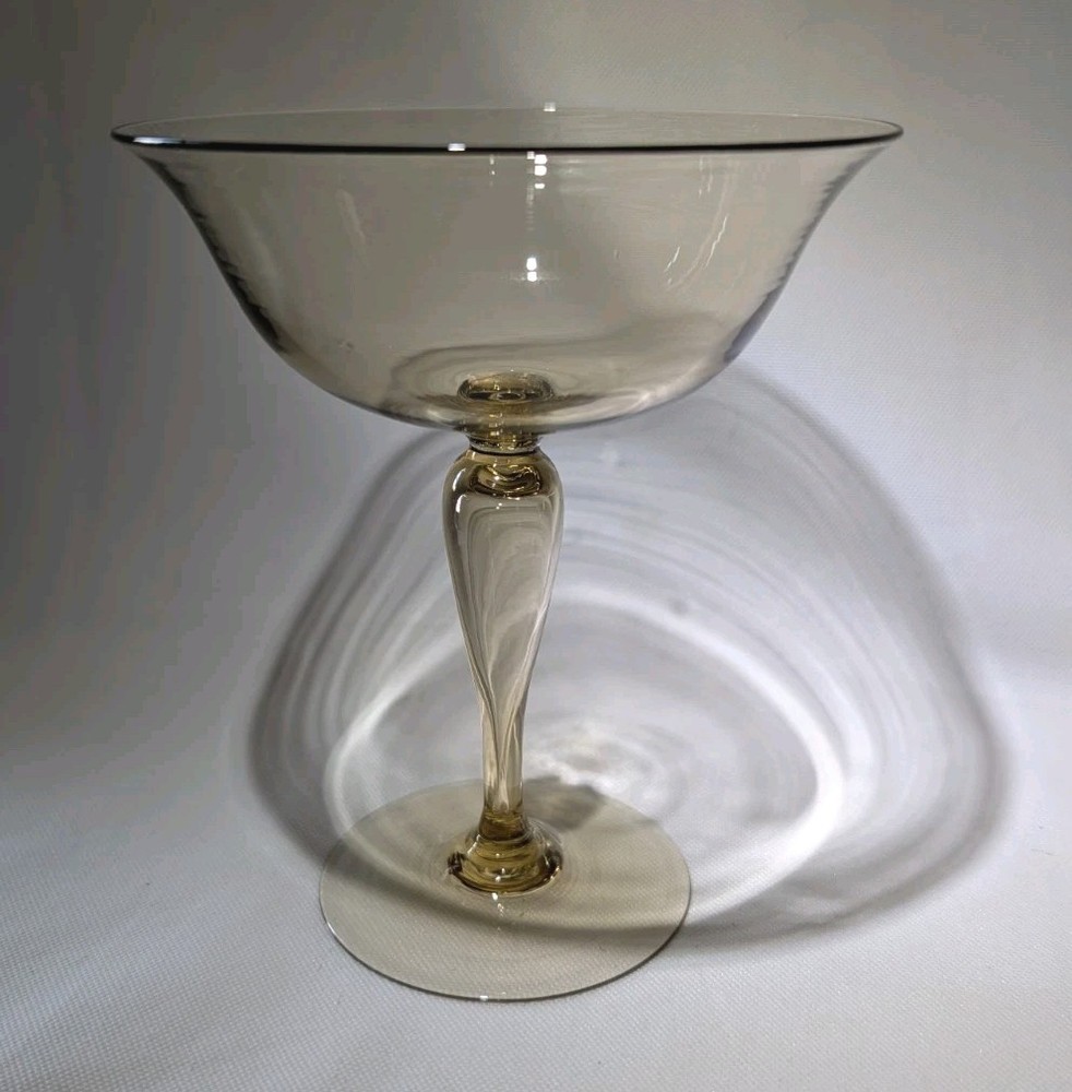 Murano Style Amber Champagne Coupes MCM Unsigned but Gorgeous