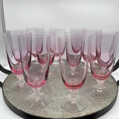Tiffin Franciscan Wistaria Glassware Pink Iced Tea Goblet Vintage 6 3/4 in