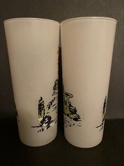 Vintage Victorian Southern Belle Highball Glasses Frosted Libbey Satin White