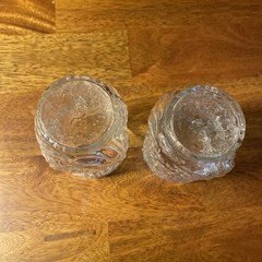 Two Libbey Vintage Owl Shaped Tumbler Glasses 1970s Clear Glass 4.5” 10 oz VGUC