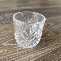7.5” Cut Crystal Clear Glass Bedside Carafe Tumble Up Pressed Glass 16oz
