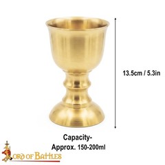 Solid Brass Medieval Goblet – Gothic Vintage Chalice Royal Wine Glass for Wed…