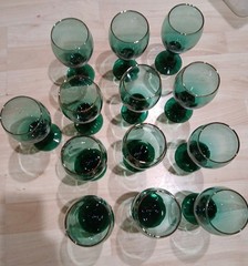 Vintage Libbey? Emerald And Gold Wine Glasses Set Of 13