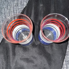 Vintage Anchor Hocking Red White and Blue Tumblers Glasses Set Of Two