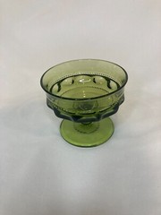 4x Colony Color Crown Green Sherbet Champagne Glasses Olive Green Thumbprint