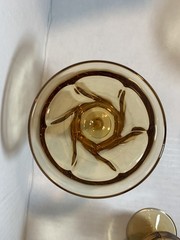 Vintage Fostoria Jamestown Swirl Amber Honey Juice/Water Goblets Set of 4