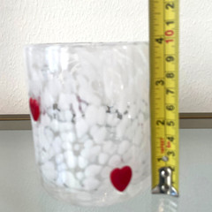 Red Heart White Confetti Glasses Set of 2 Icon Juice Glasses 17.25 oz NEW