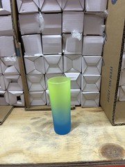 Gradient Colored Glass Tumbler Set of 2 Blue Green Red Decorative Matte Finish