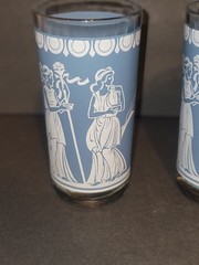 Classical greek or roman vintage glasses set, matte jasperware blue & white