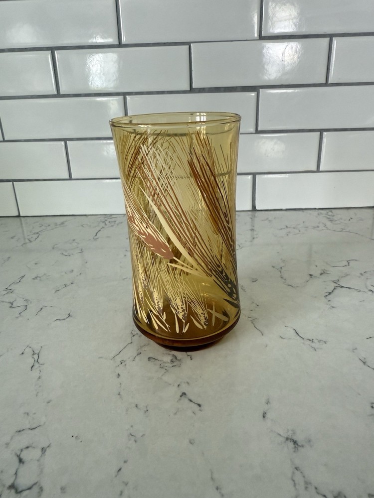 Libbey – Harvest Time Amber Wheat 12 oz Glass Vintage Late 70’s / Early 80’s