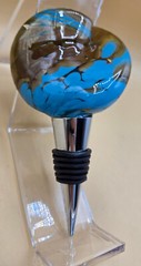 James Hayes Abstract Blown Glass Wine Stopper, Heavy, Blue & Brown EXCELLENT